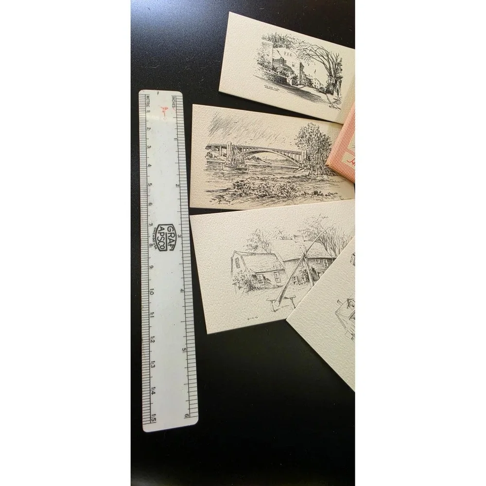 Mini VTG Souvenir of Massachusetts 12 Scenicard Sketches Curhan Co Salem Boston